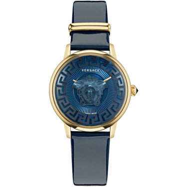 Versace Damen Armbanduhr MEDUSA ALCHEMY blau, gold 38 mm VE6F00223